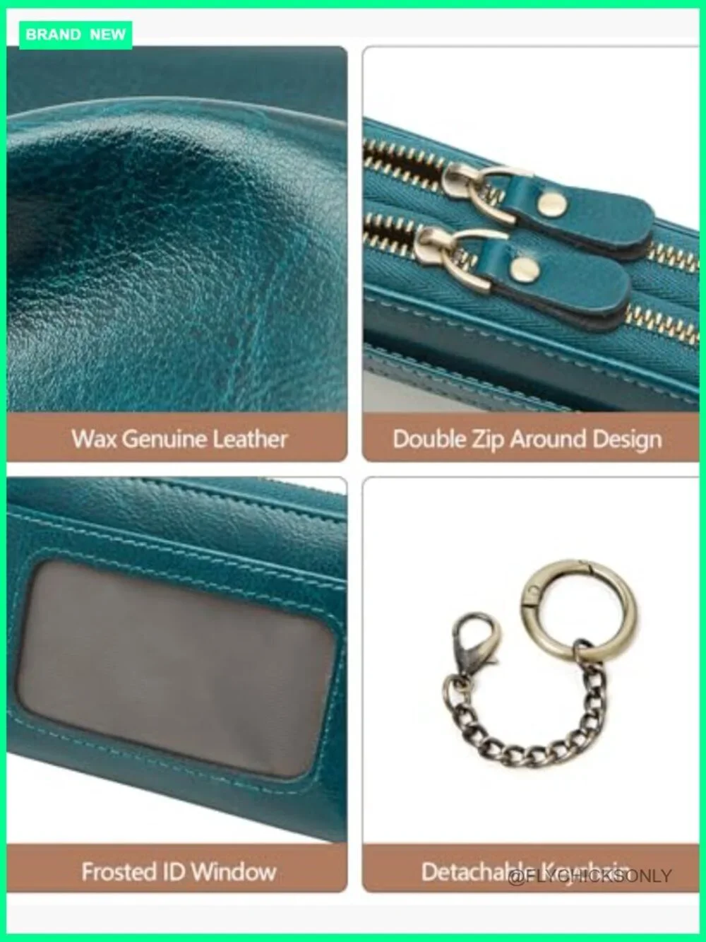 RFID Credit Card Holder Zipper Wallet Vegan Leather Accordion Keychain Card Case